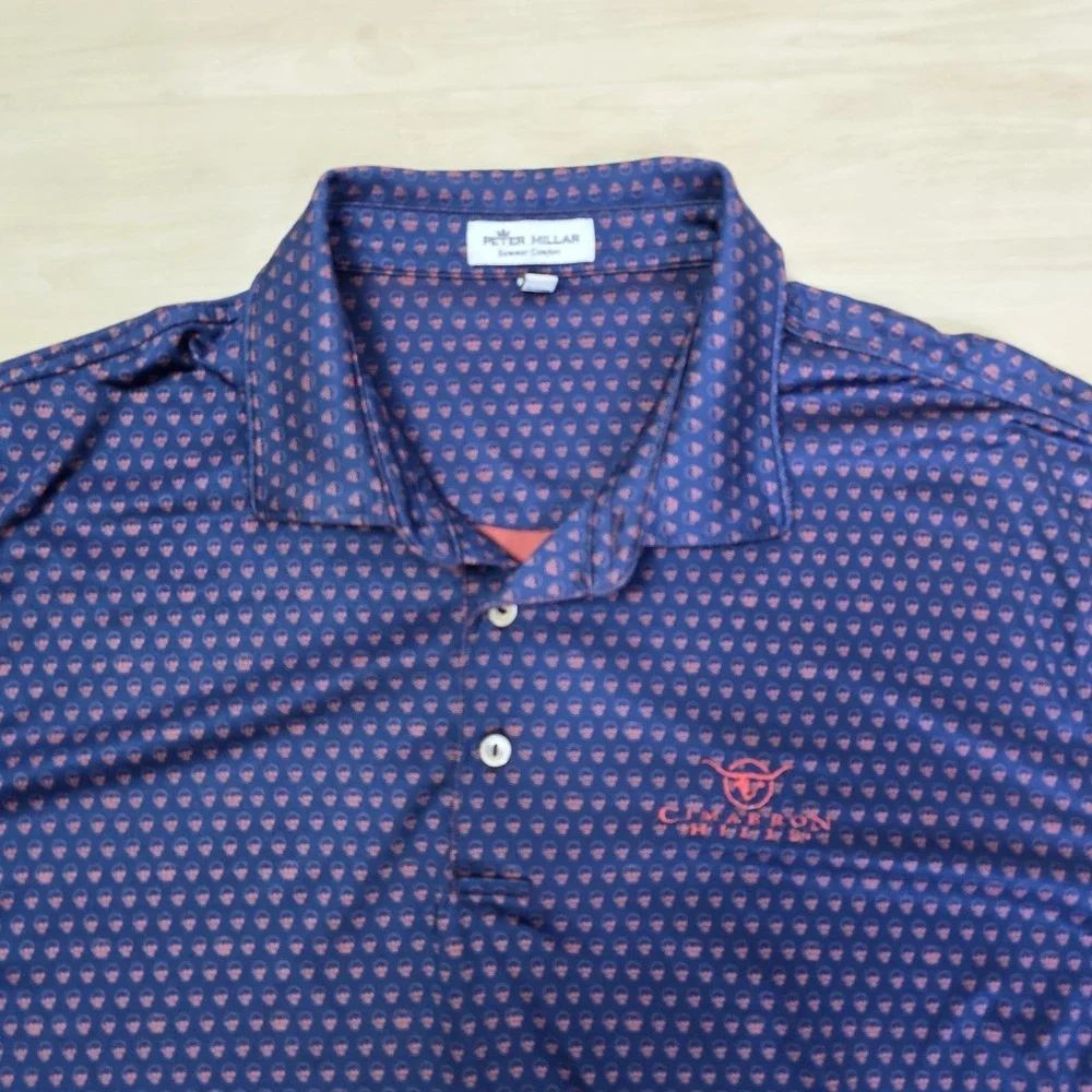 Peter Millar Cimarron Hills Golf Summer Comfort Polo Shirt Skull Print‎ Large